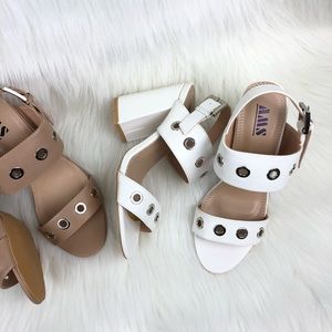 AMS Grommet Accent Sarah Sandals - WHITE
